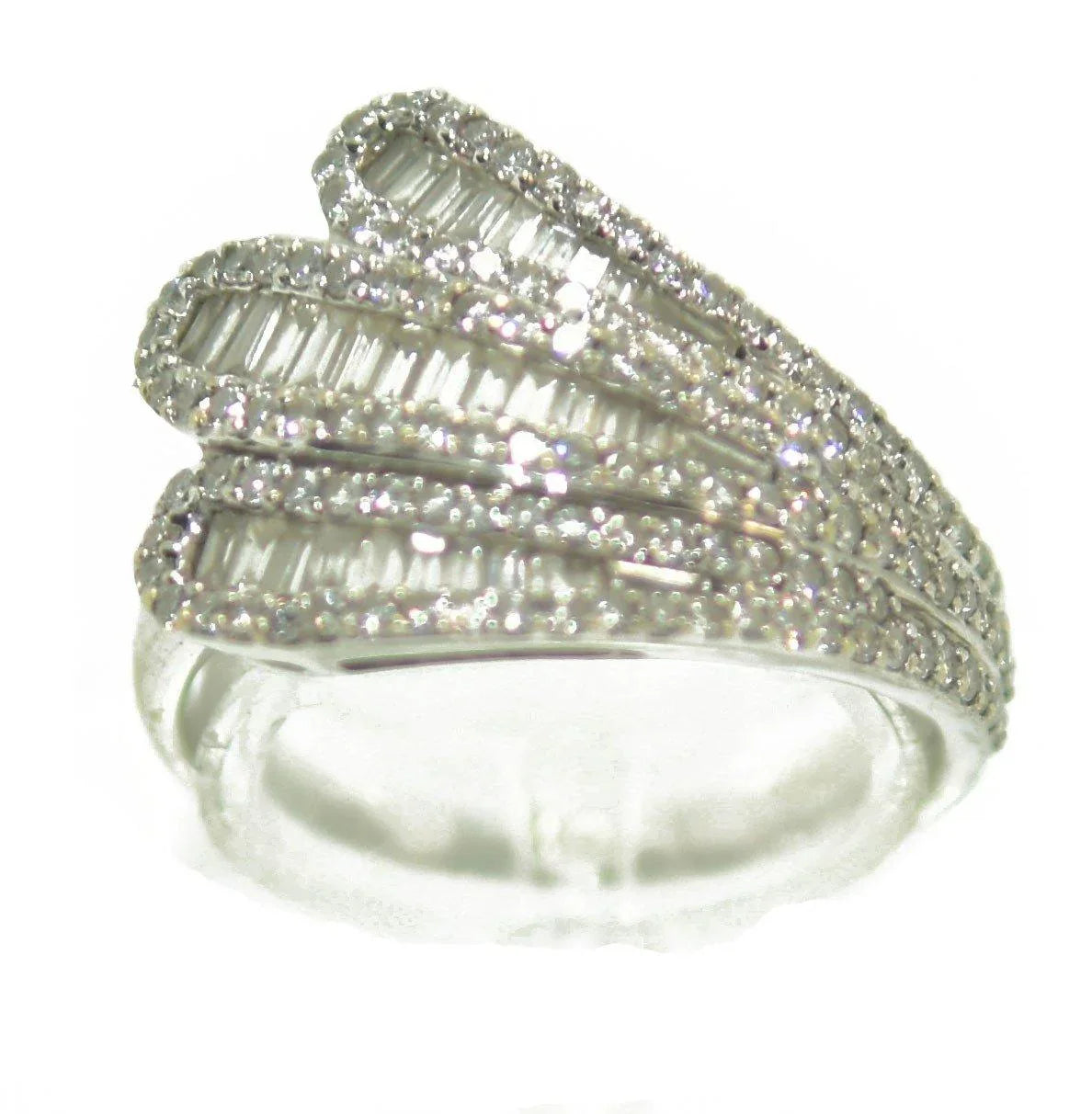 Bague or gris moderne diamant baguette - adalgyseboutique