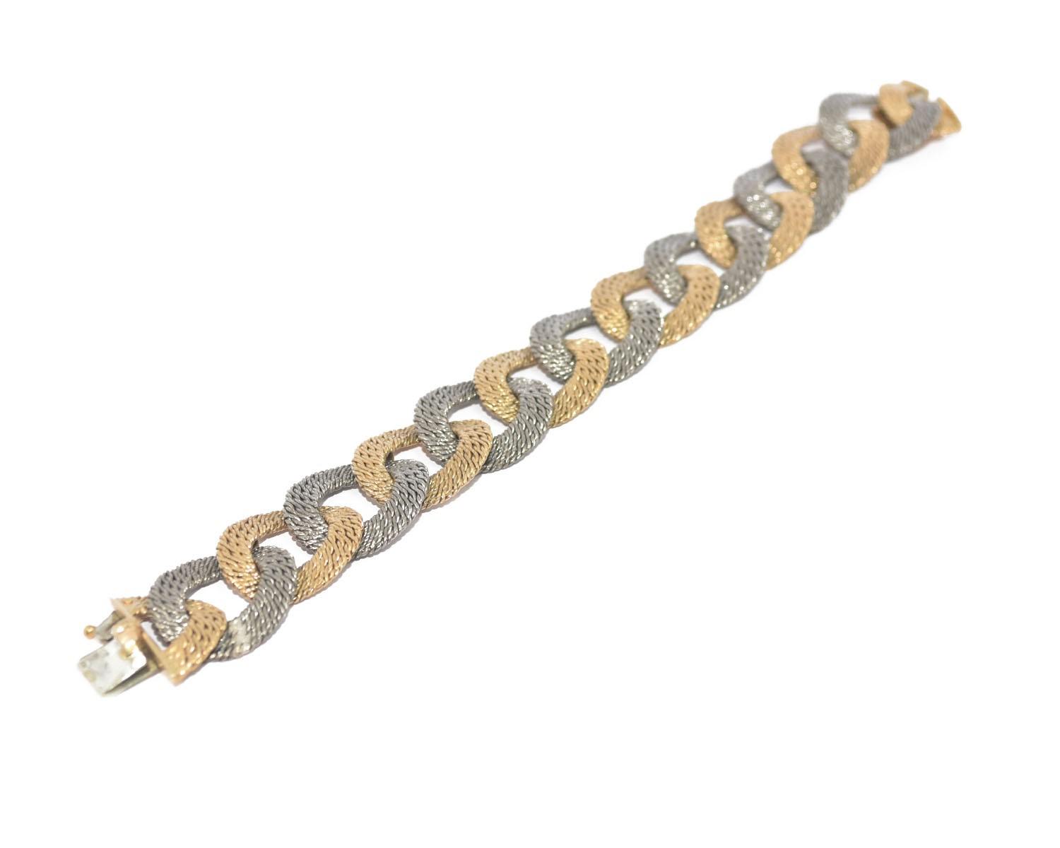 Bracelet bi-colore maille gourmette tissée Georges Lenfant - adalgyseboutique