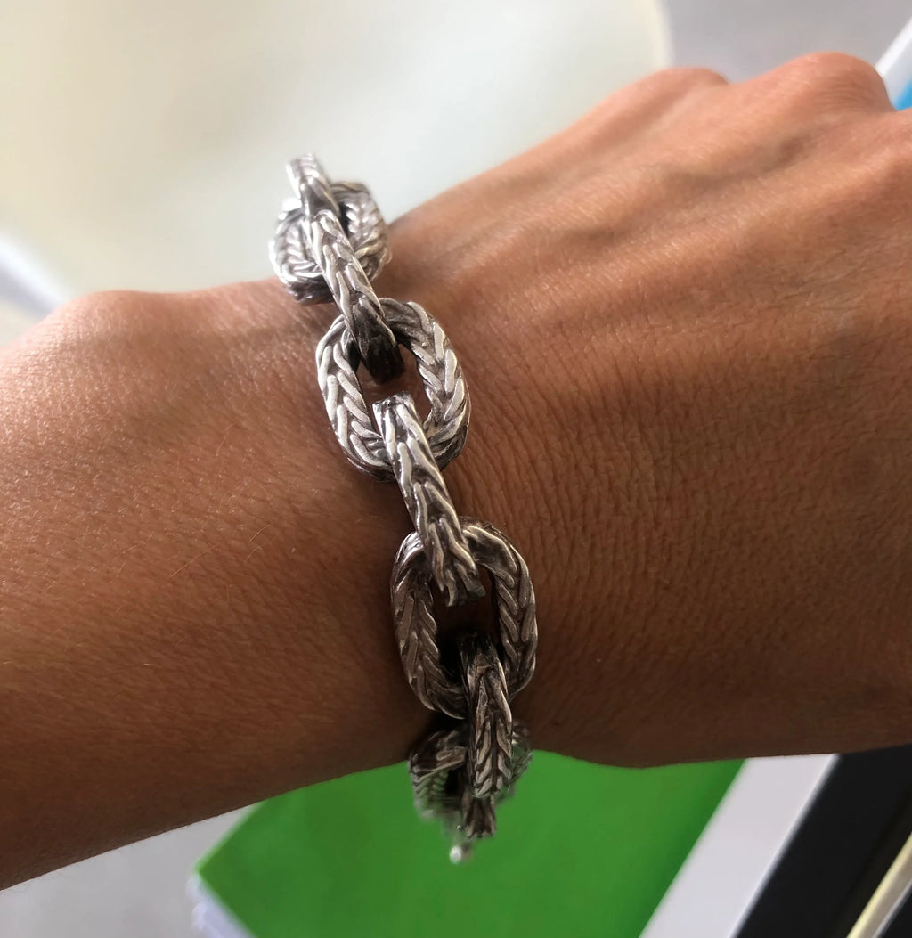 Hermès braided link silver bracelet