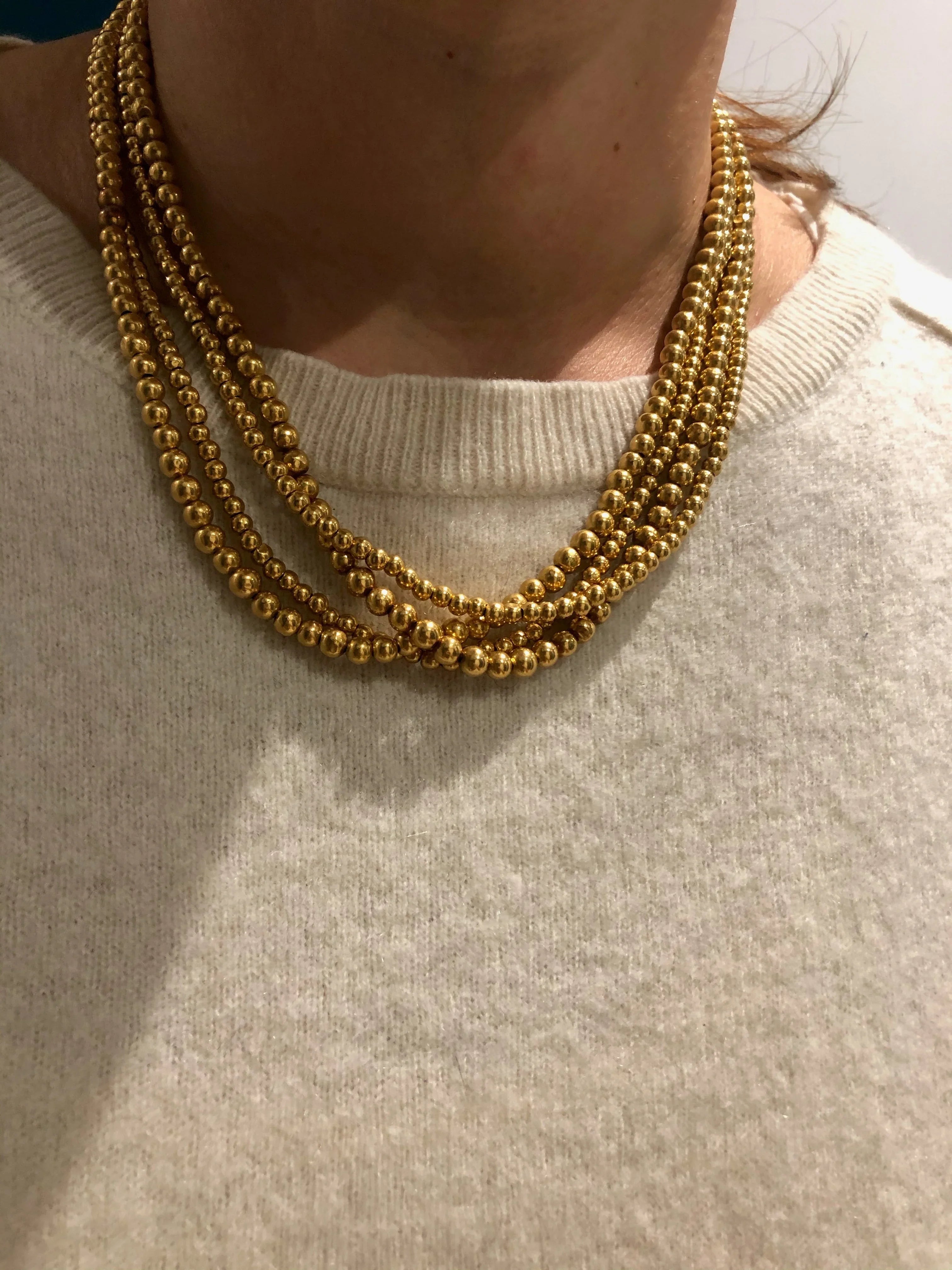 Marseilles necklace, 4-row yellow gold