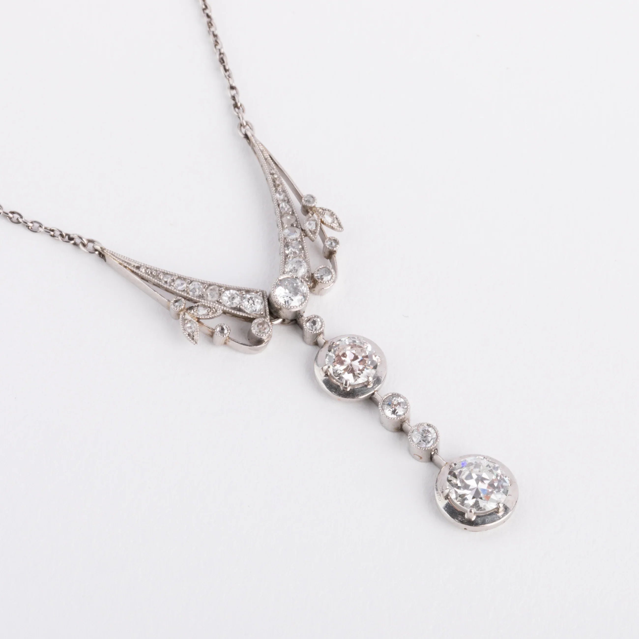 Platinum and diamond pendant