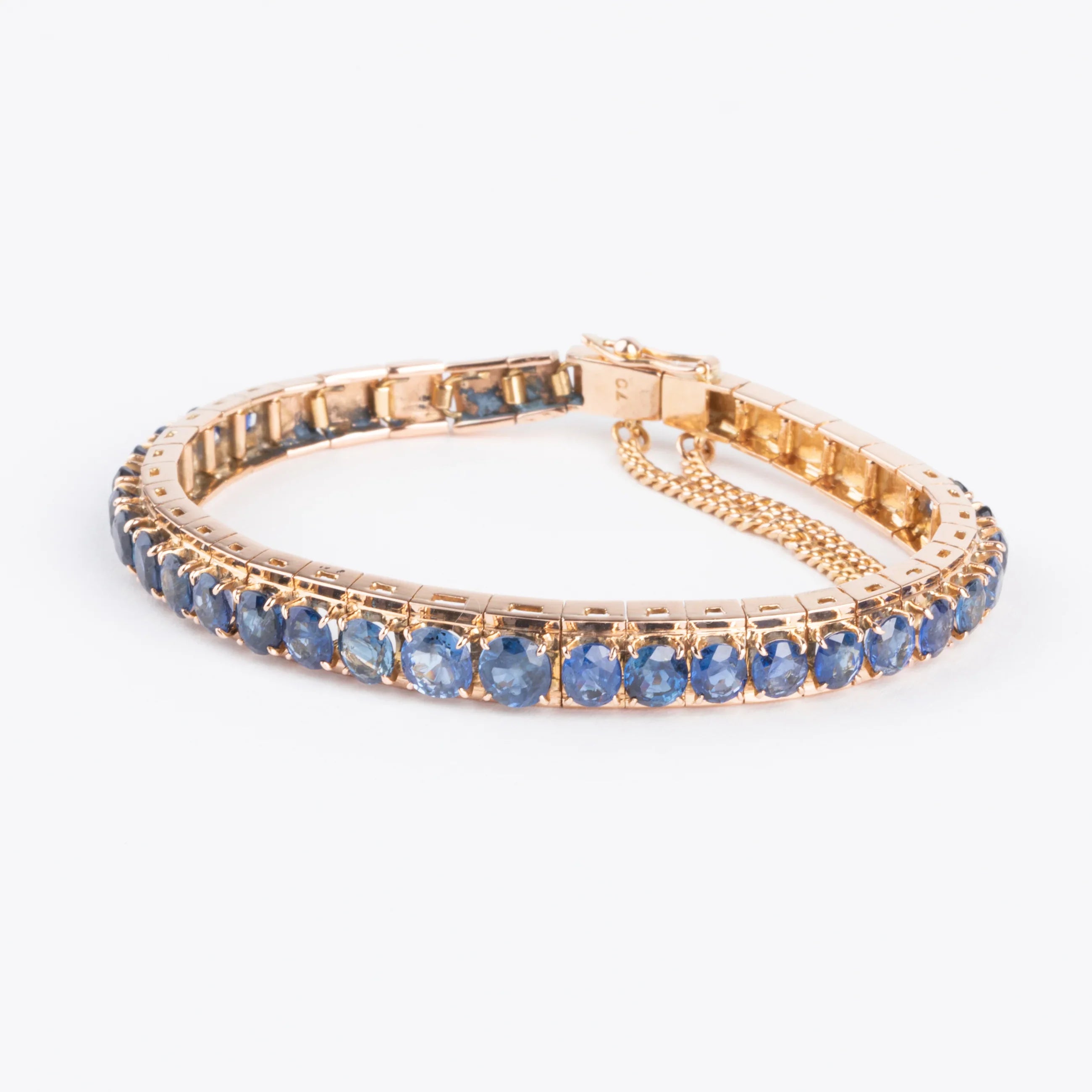 Bracelet en or rose Napoléon III orné de saphirs