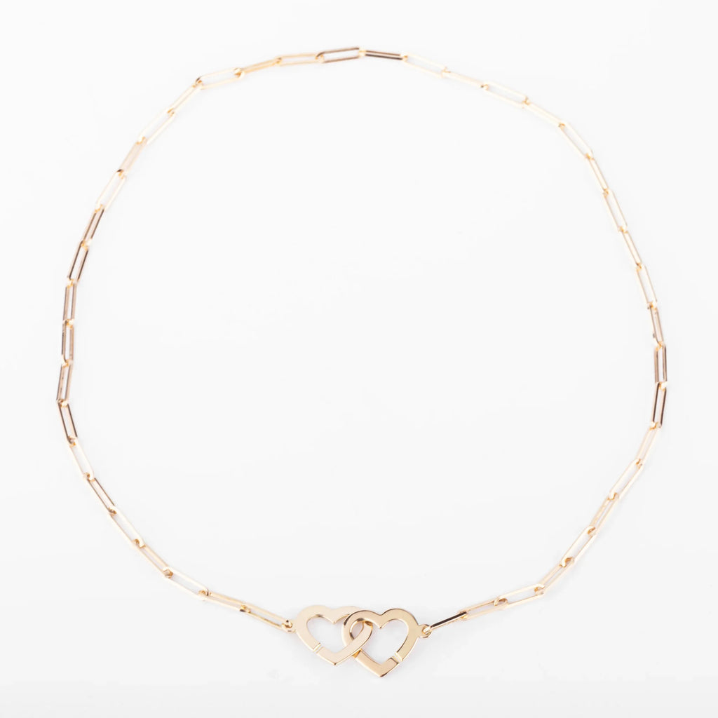 Collier or rose Dinh Van formant 2 cœurs