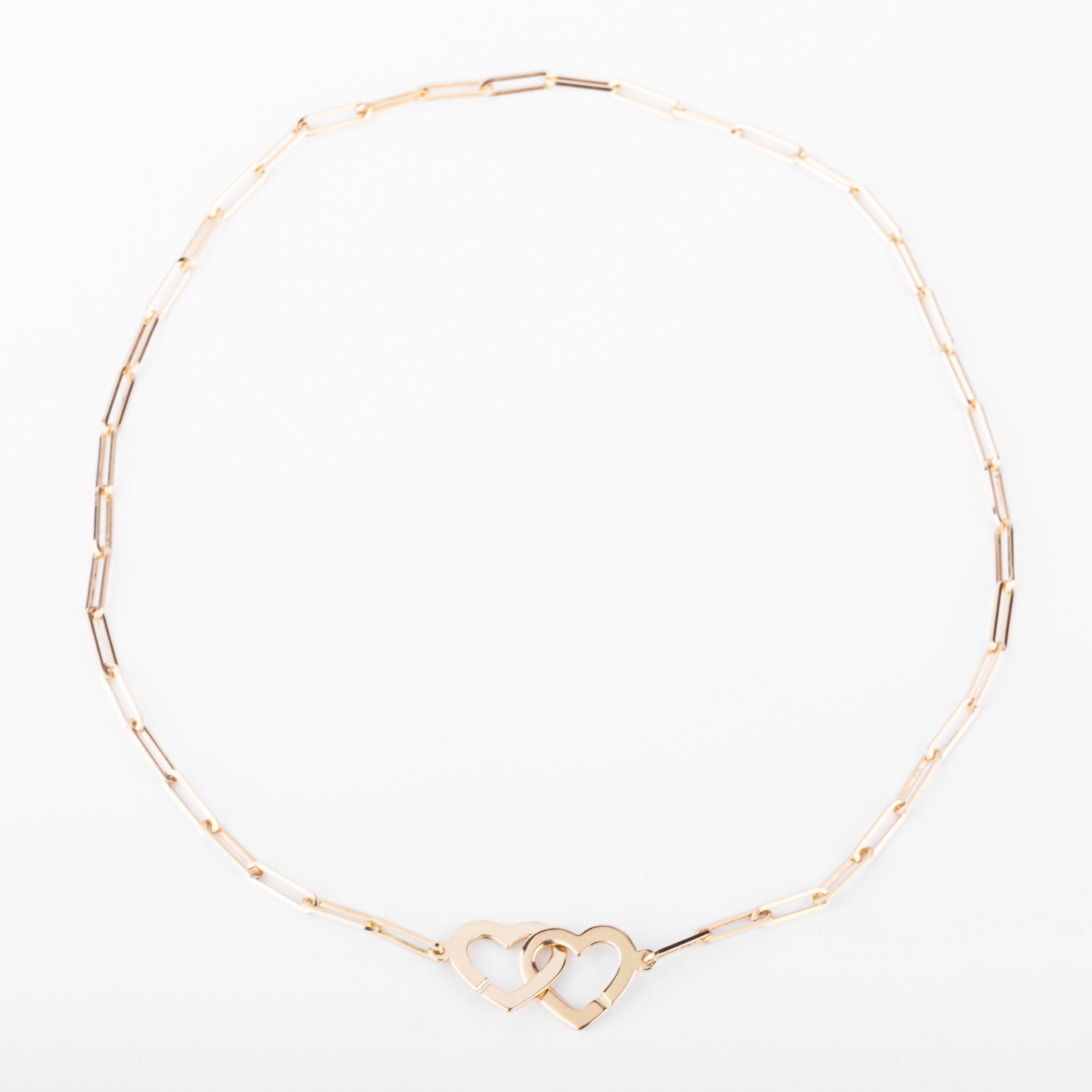 Collier or rose Dinh Van formant 2 cœurs