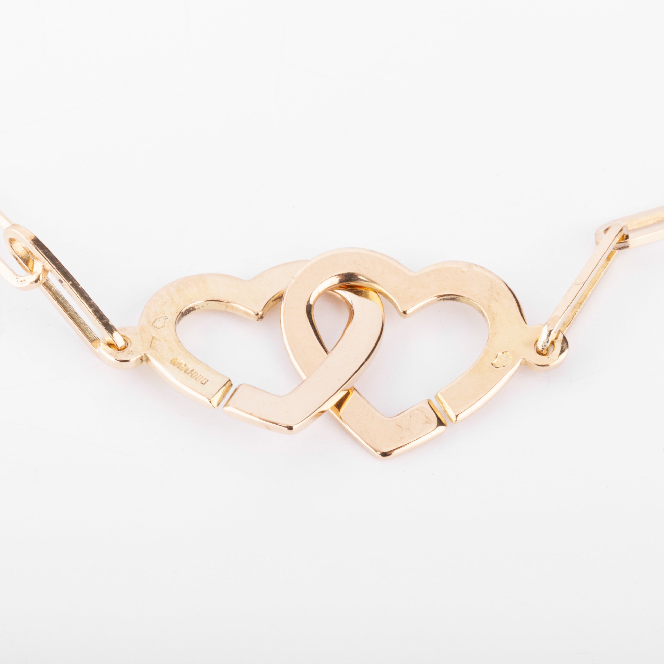 Collier or rose Dinh Van formant 2 cœurs