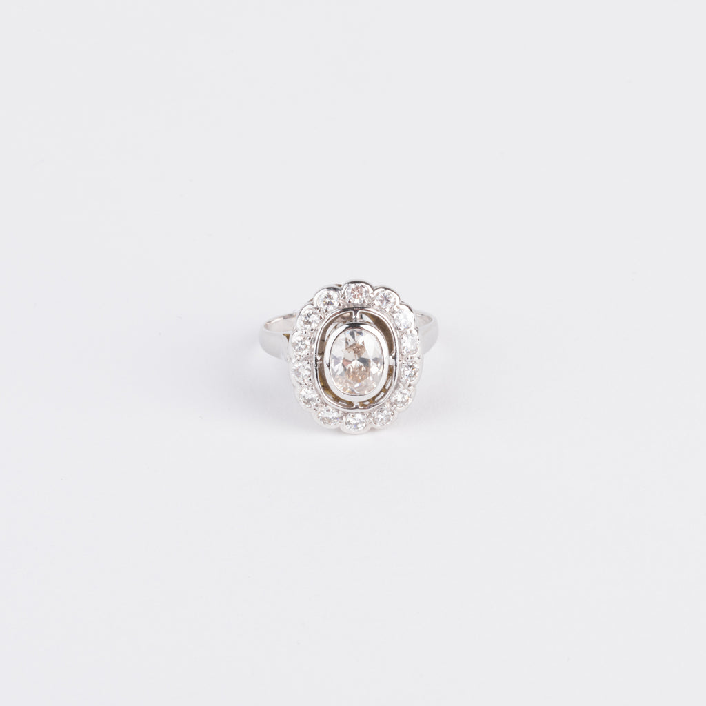 Daisy ring in white gold and diamond