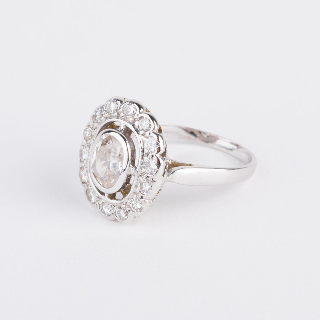 Daisy ring in white gold and diamond