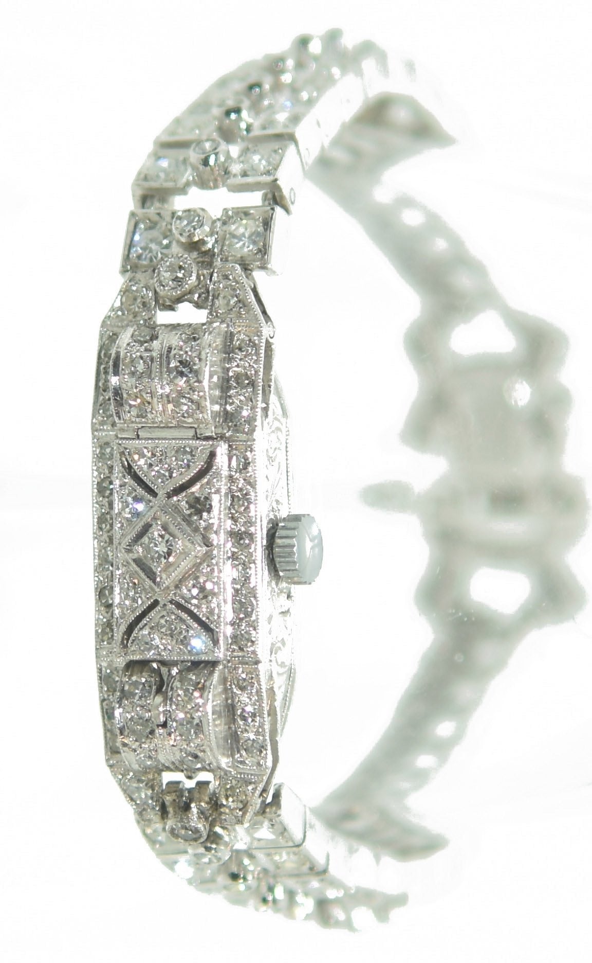 Platinum and white gold secret watch