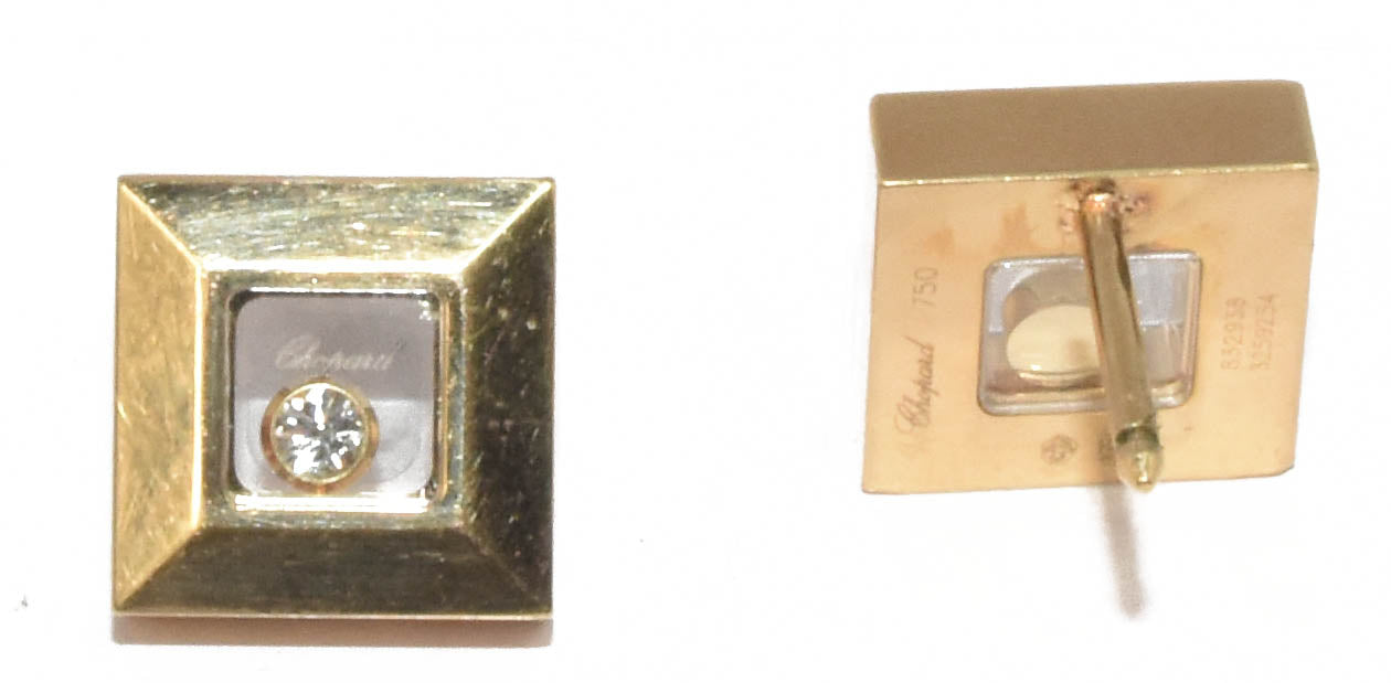 Paire de boucles d'oreilles Chopard jaune et diamants
