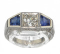 Bague jarretière en or gris diamant et saphirs - adalgyseboutique