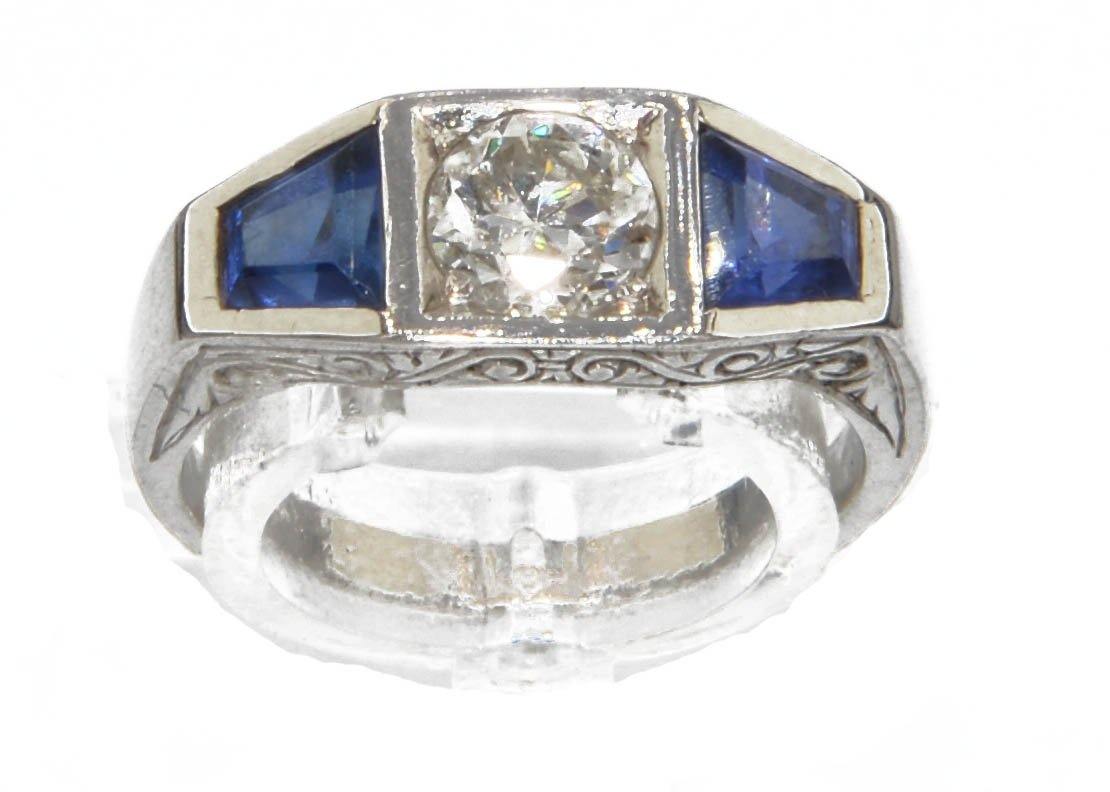 Bague jarretière en or gris diamant et saphirs - adalgyseboutique