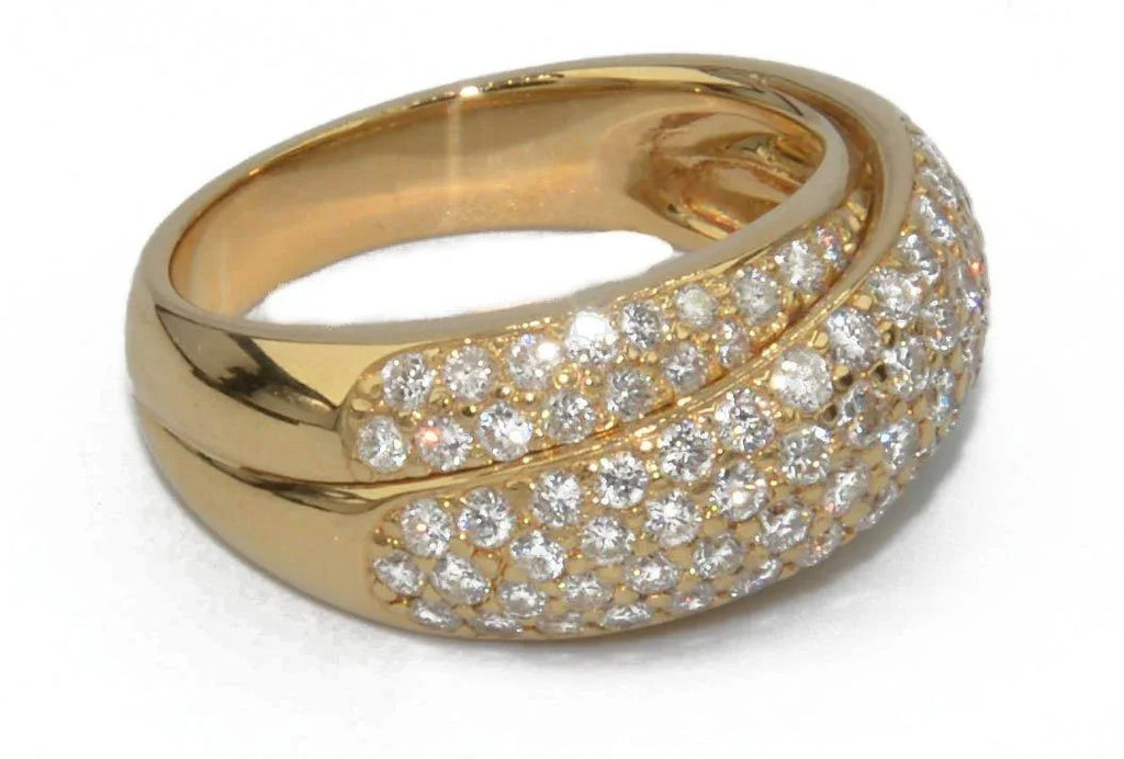 Bague jonc or jaune entièrement pavée de  diamant - adalgyseboutique