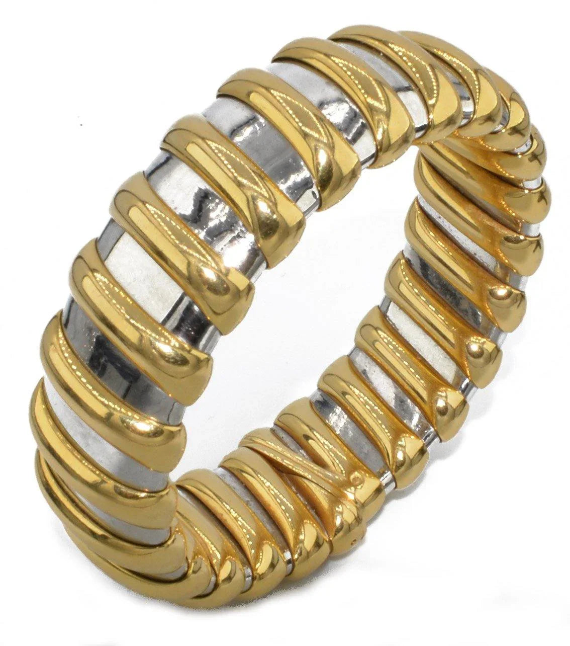 Bracelet or jaune et acier signée de la maison Bvlgari - adalgyseboutique