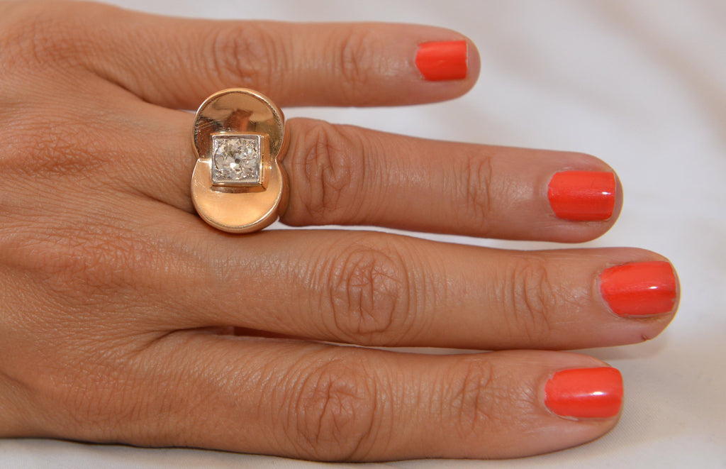 Bague Tank ornée d'un diamant - adalgyseboutique