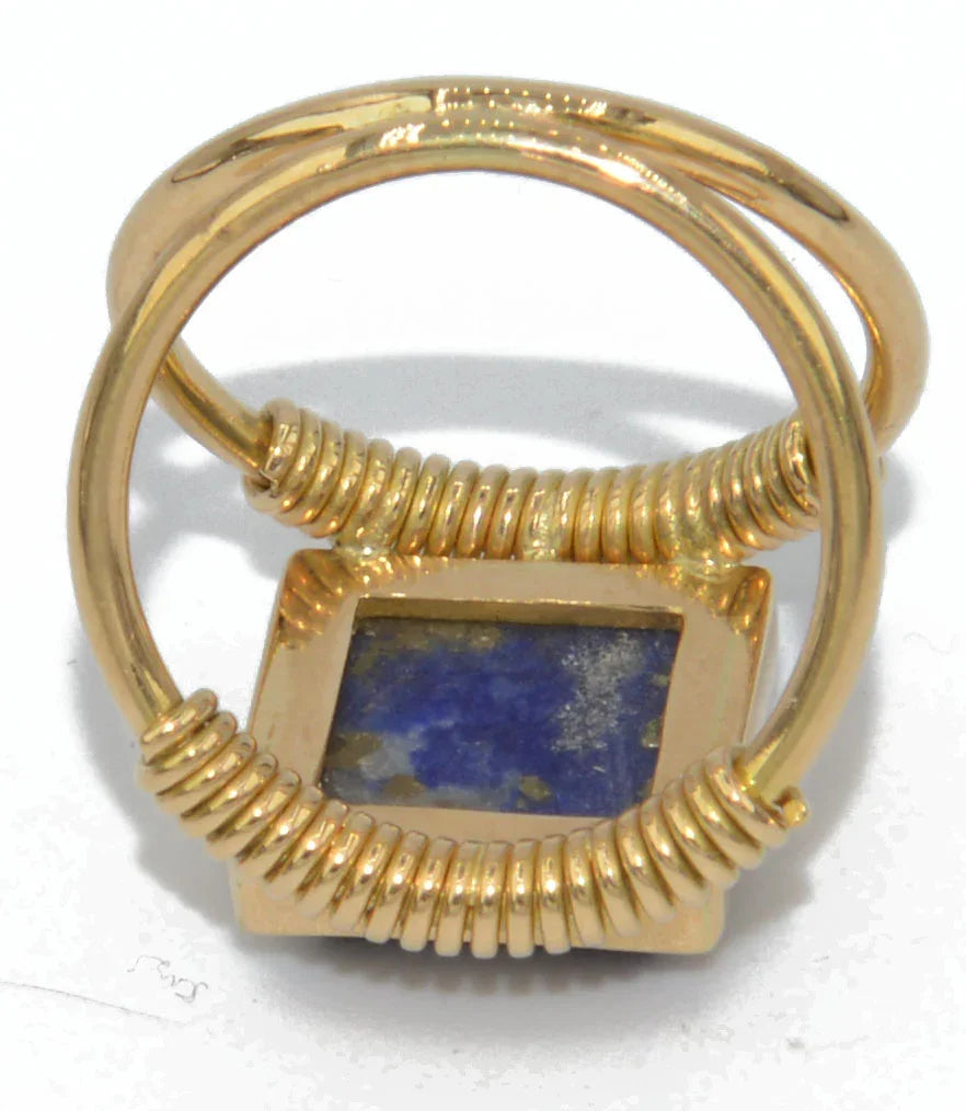 Etruscan gold and lapis ring
