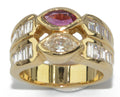 Yellow gold toi et moi ring with ruby and diamond