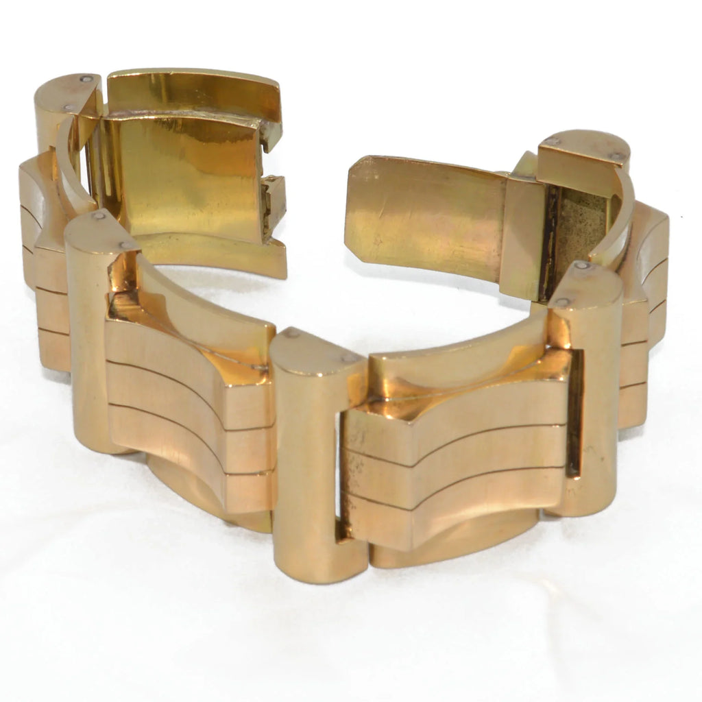 18k rose and yellow gold tank bracelet
