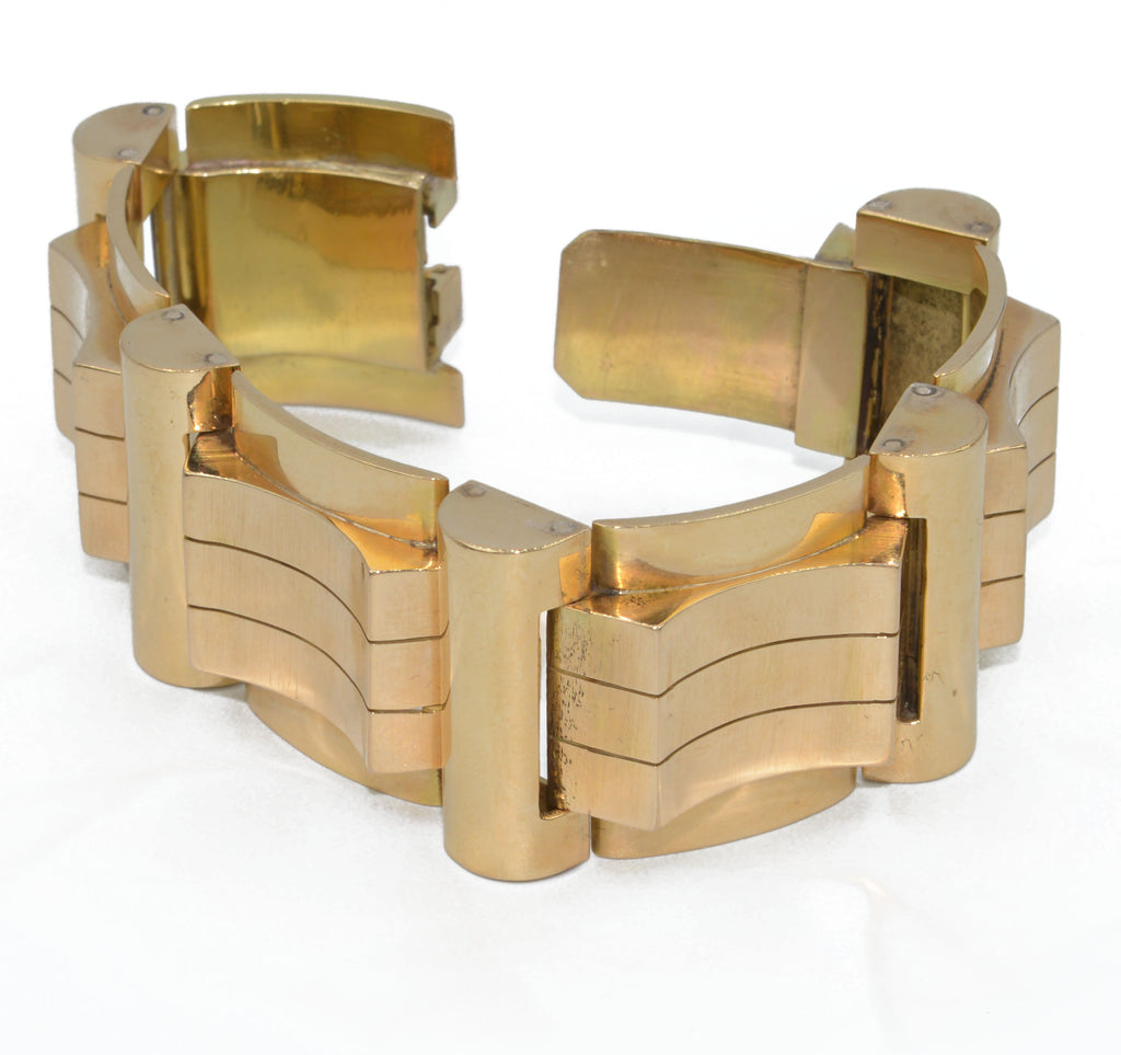 18k rose and yellow gold tank bracelet