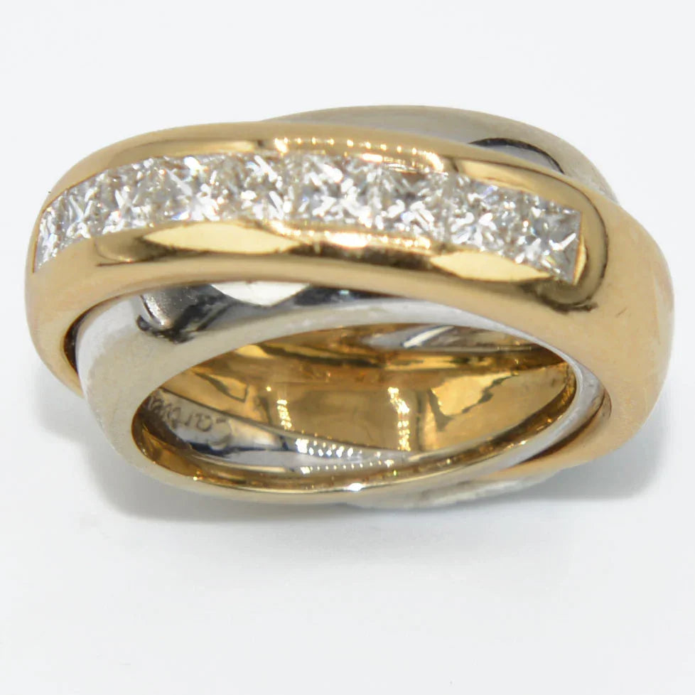 Cartier two-tone princess-cut diamond band ring