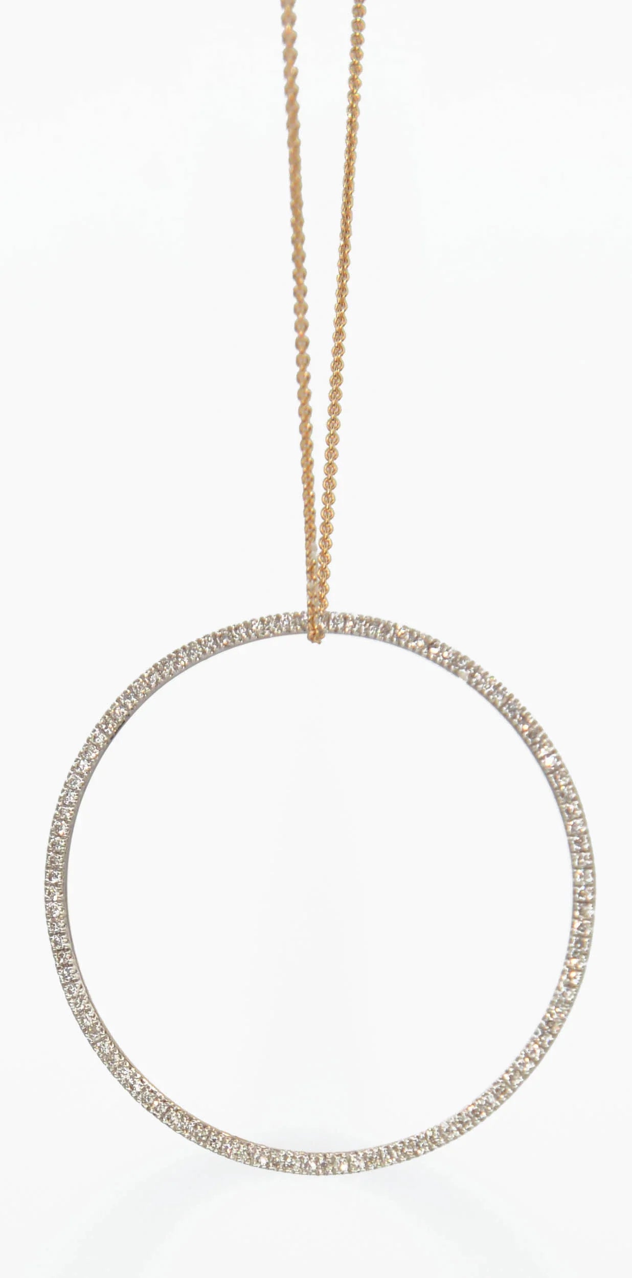 Ginette NY rose gold pendant with a diamond circle