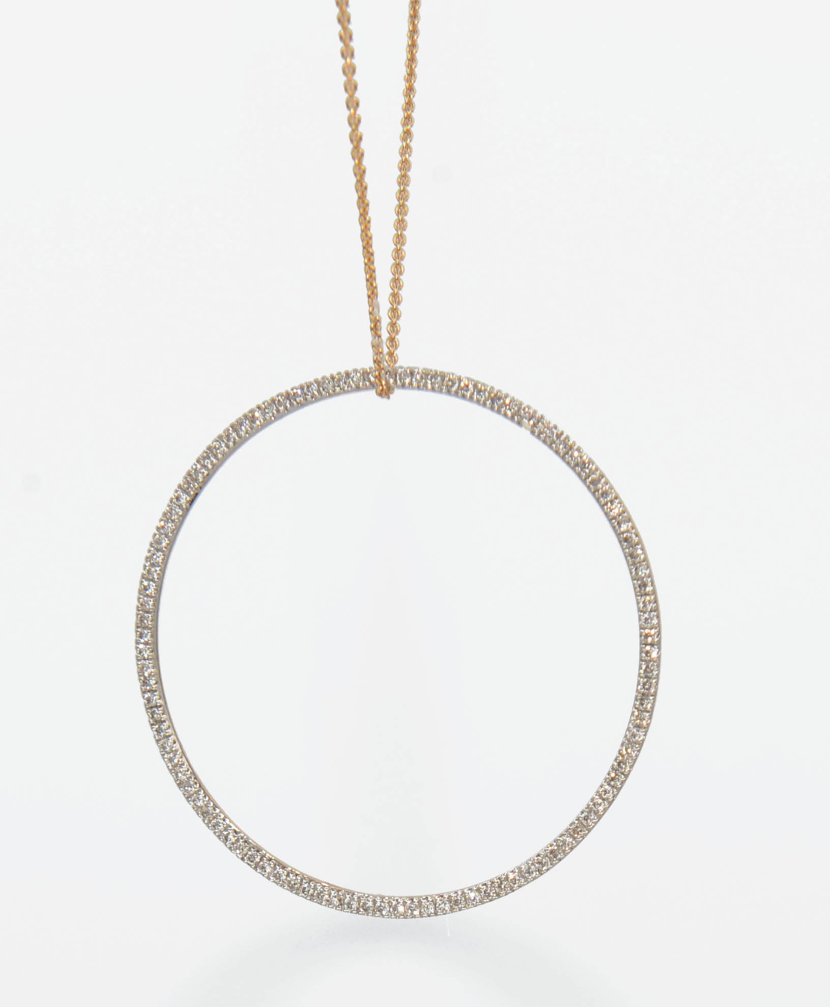 Ginette NY rose gold pendant with a diamond circle