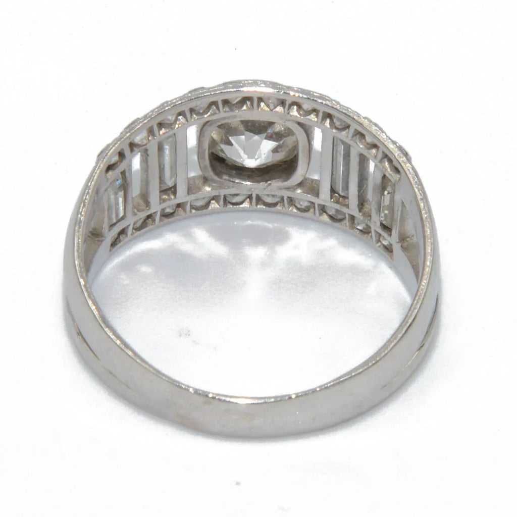 Diamond and platinum band ring