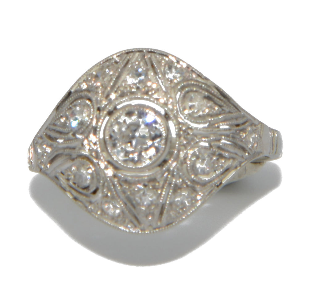 Platinum Openwork Dome Diamond Ring