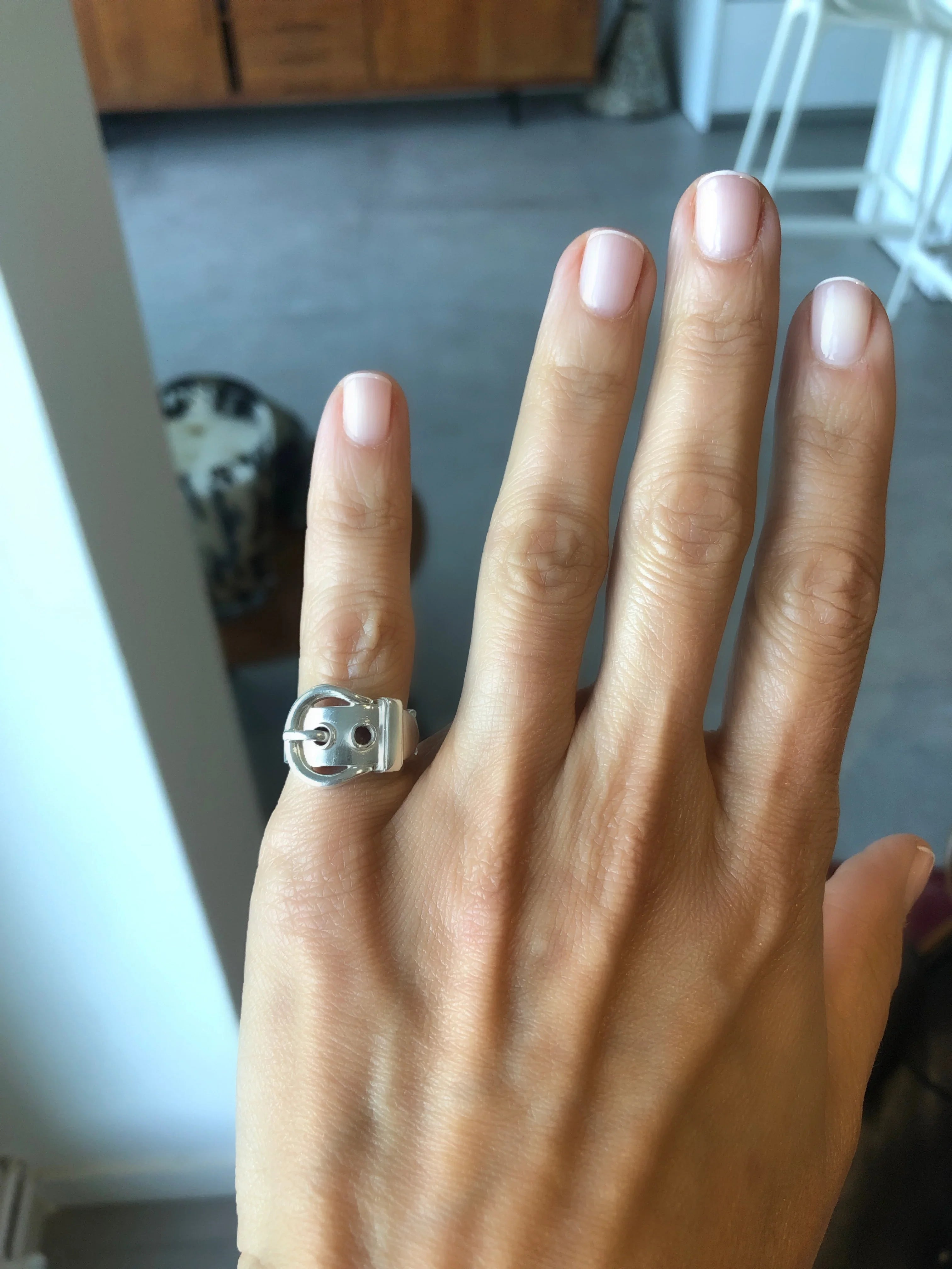 Hermès Sterling Silver Boucle Sellier Ring