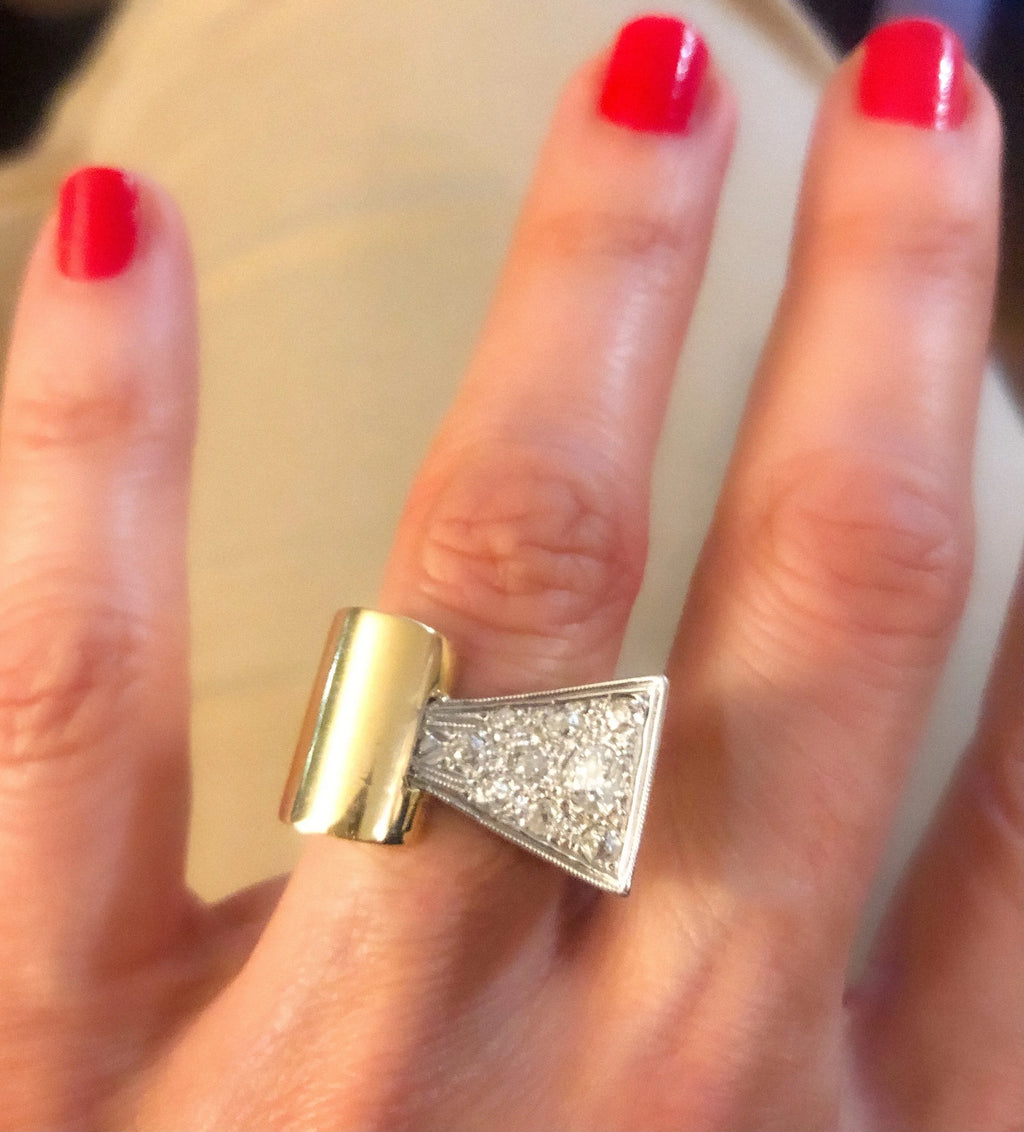 1950 Platinum and Diamond Tank Ring