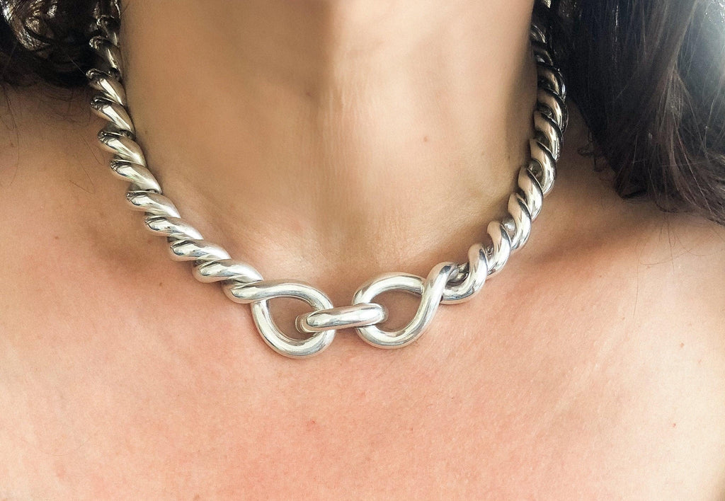 Hermès Torsade collection silver necklace