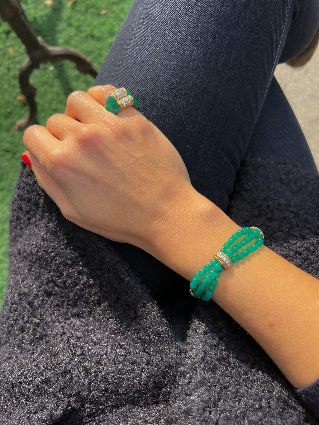 Van Cleef & Arpels Philippine rings in yellow gold Chrysoprase