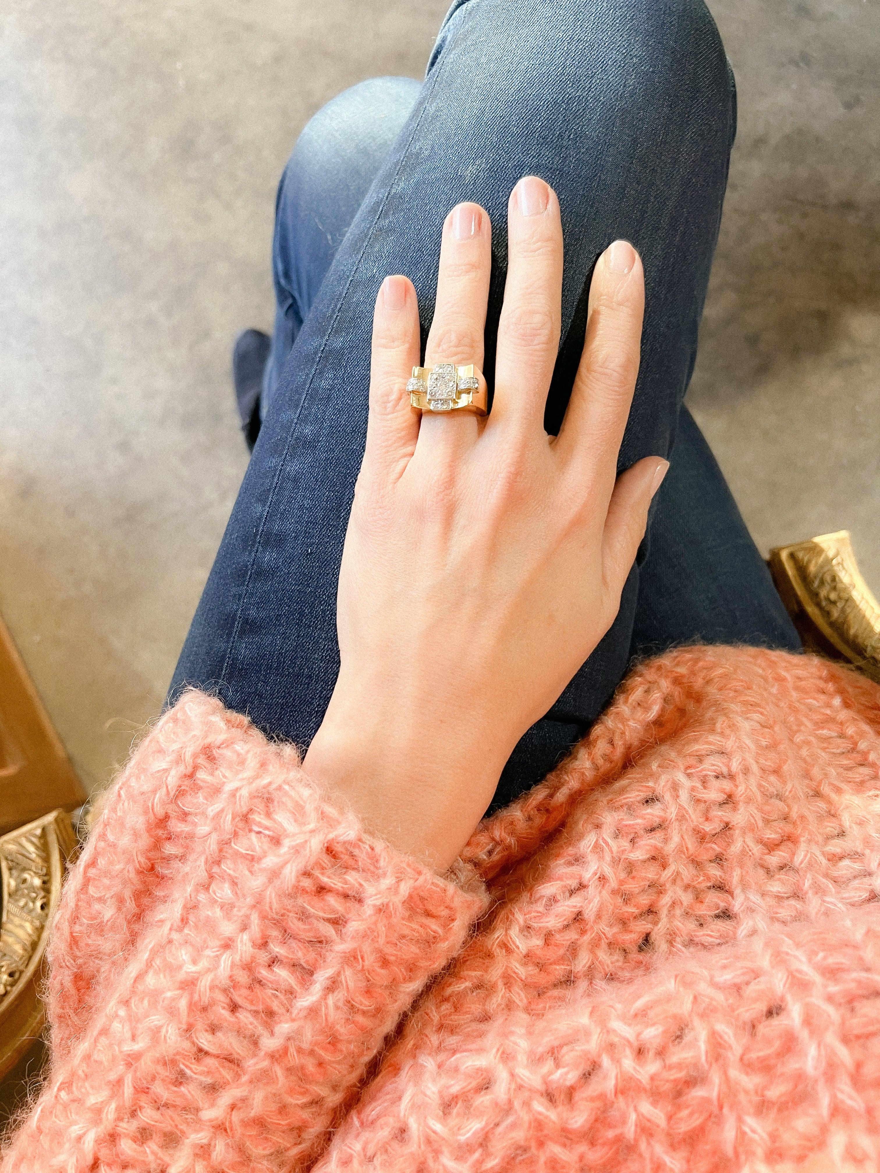 Platinum and gold Tank ring