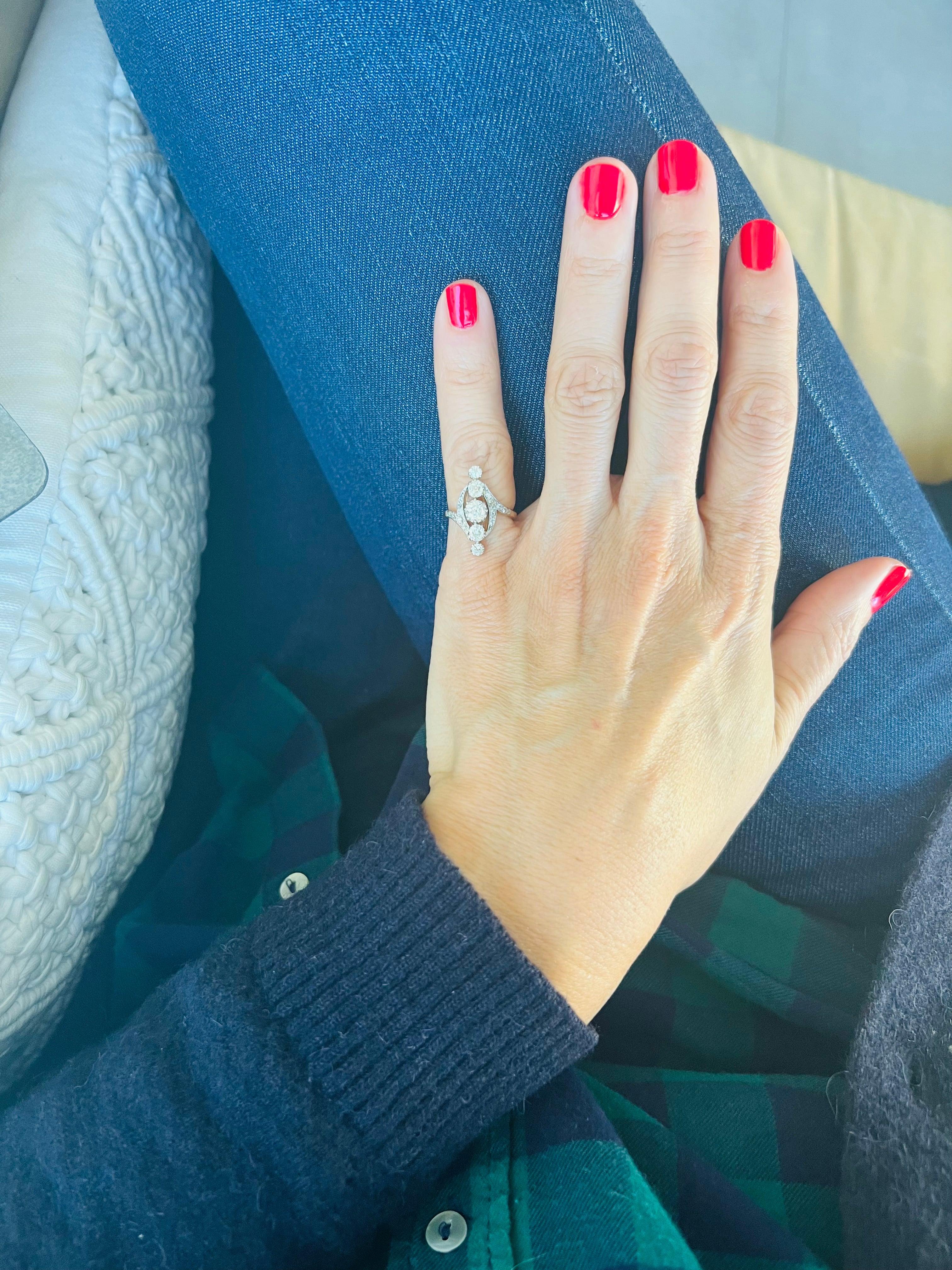 Marquise diamond gold ring