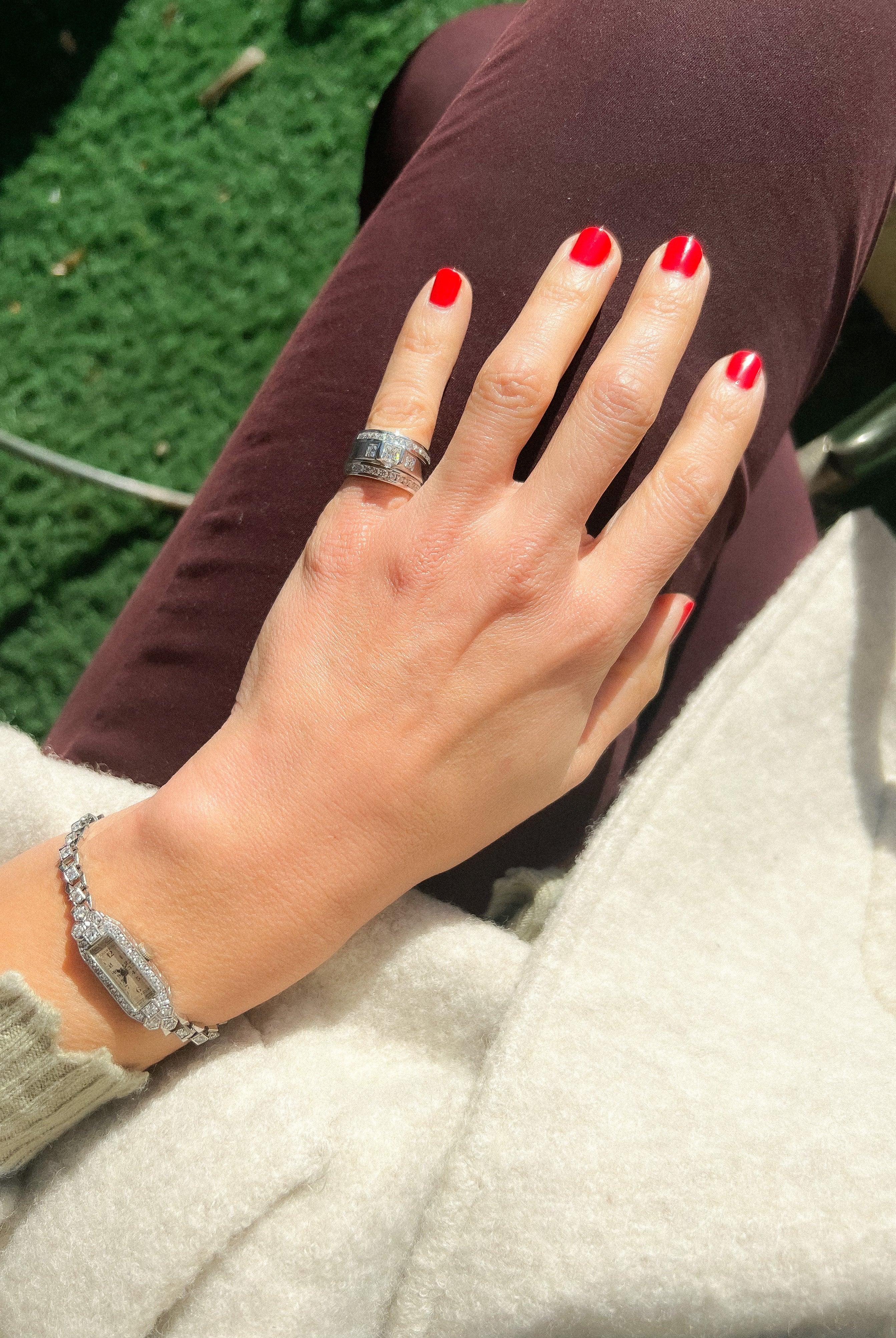 White gold and princess cut diamond ring