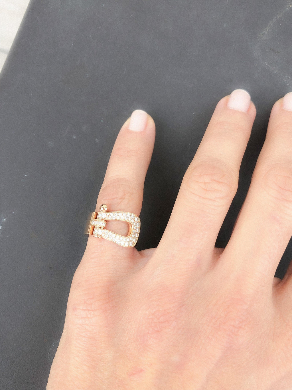 Fred Force 10 rose gold ring, pavé with diamonds