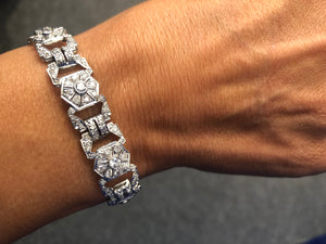 bracelet or gris et platine au motifs octogonaux