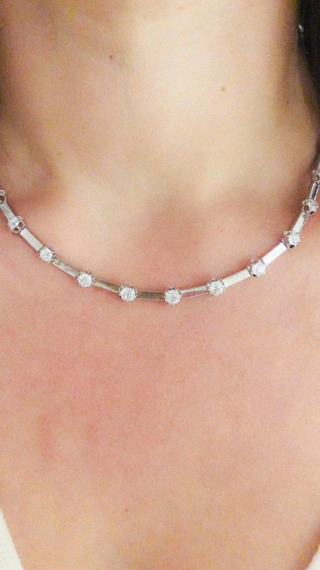1960s white gold and diamond necklace