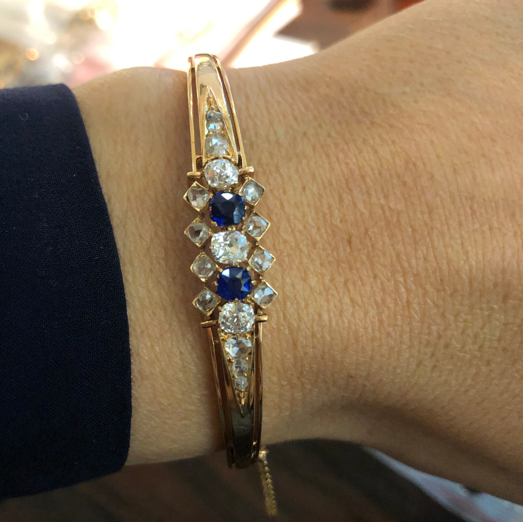 Rose gold sapphire and diamond bracelet