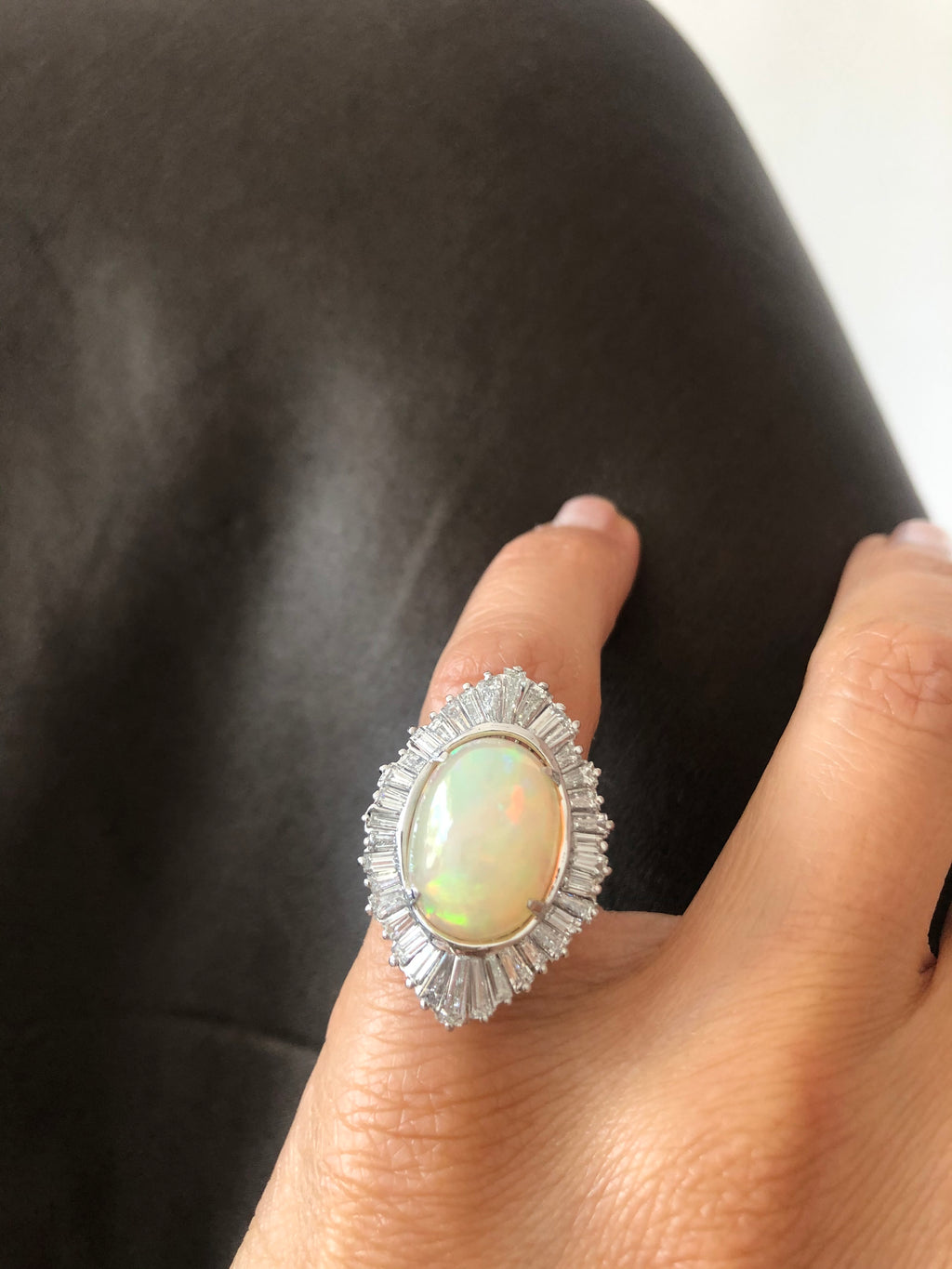 Opal and diamond ring