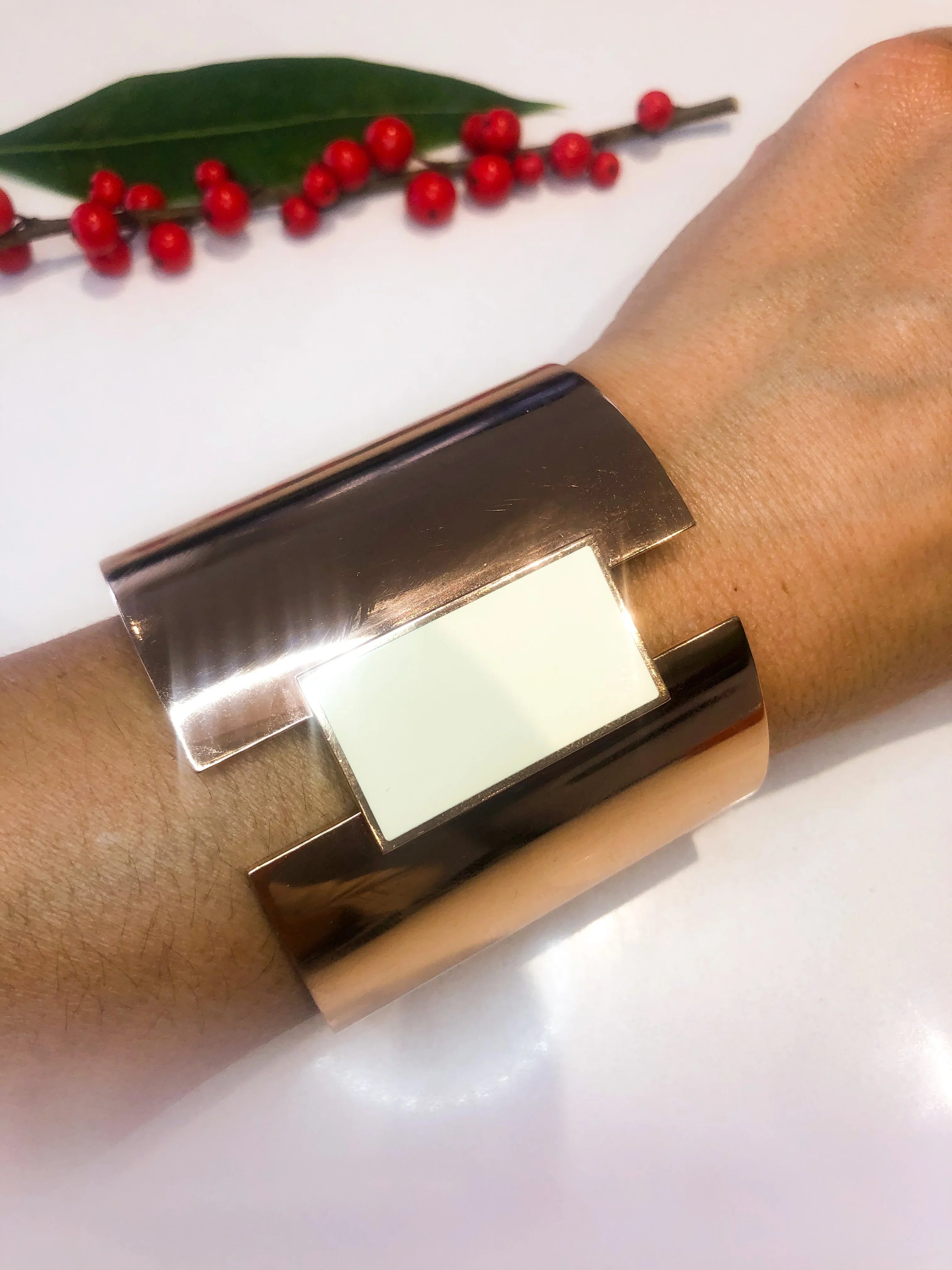 Large gilded cuff by Hermès