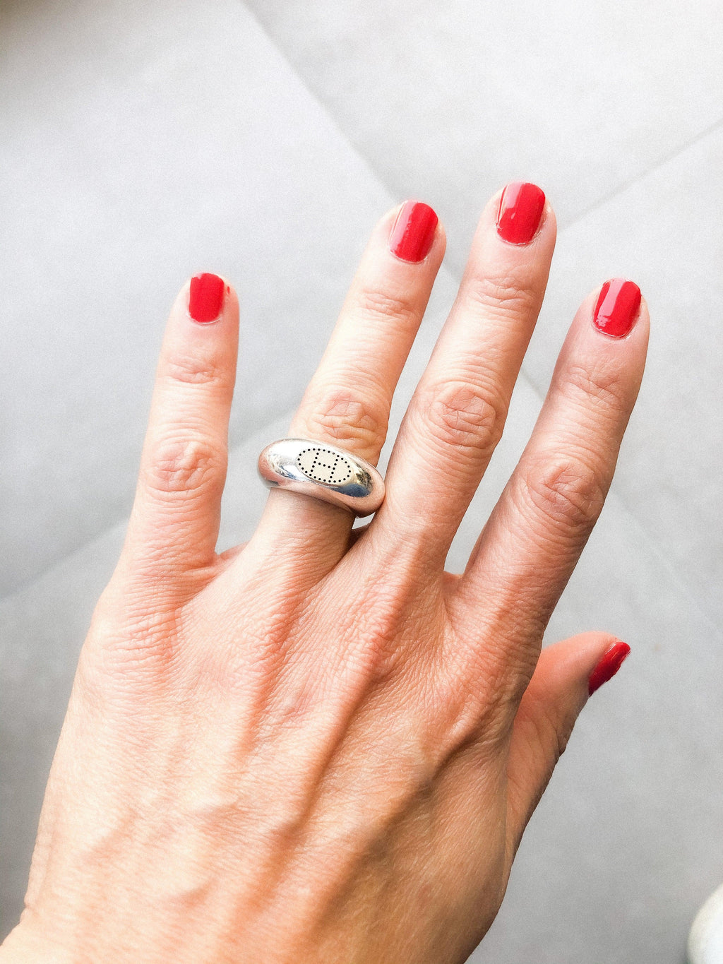 Silver ring signed Hermès