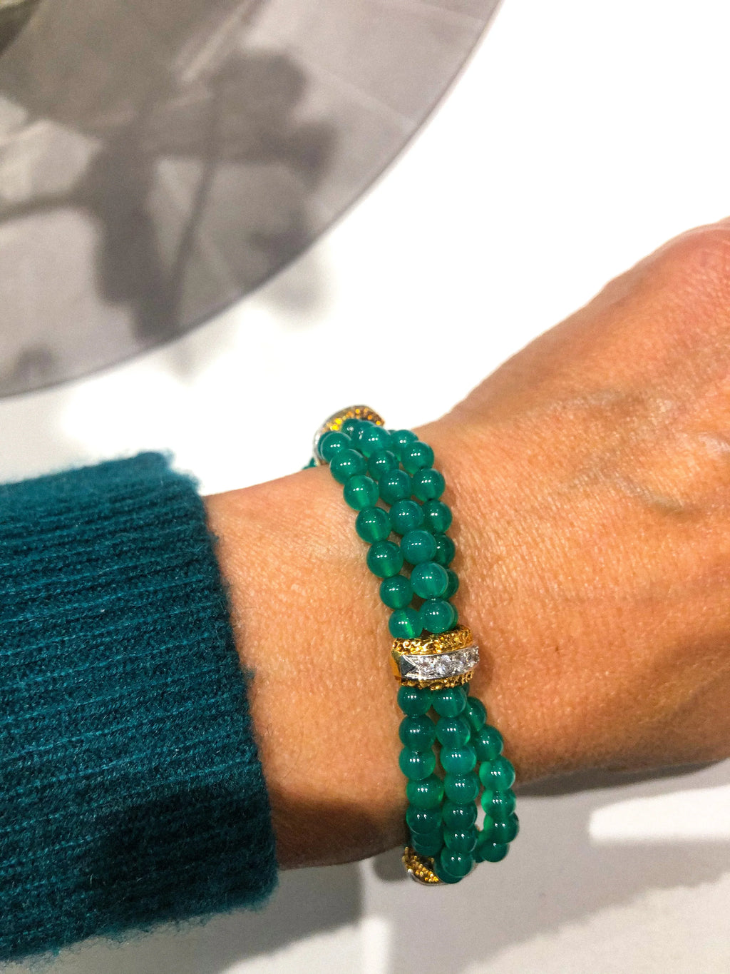 Van Cleef and Arpels chrysoprase, diamond, and yellow gold bracelet