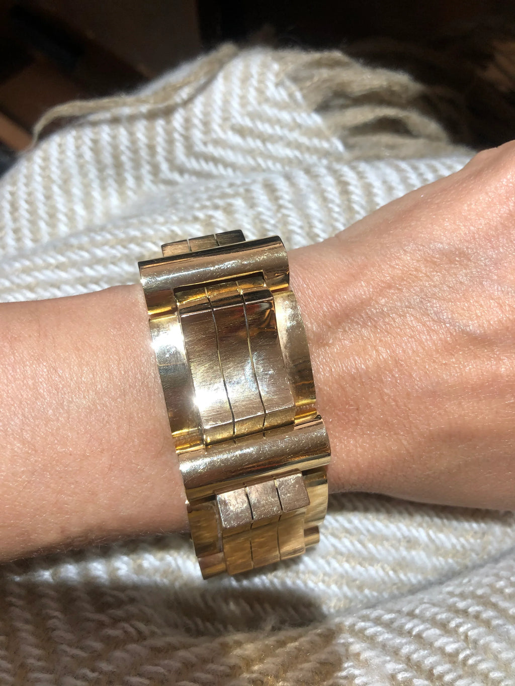 18k rose and yellow gold tank bracelet