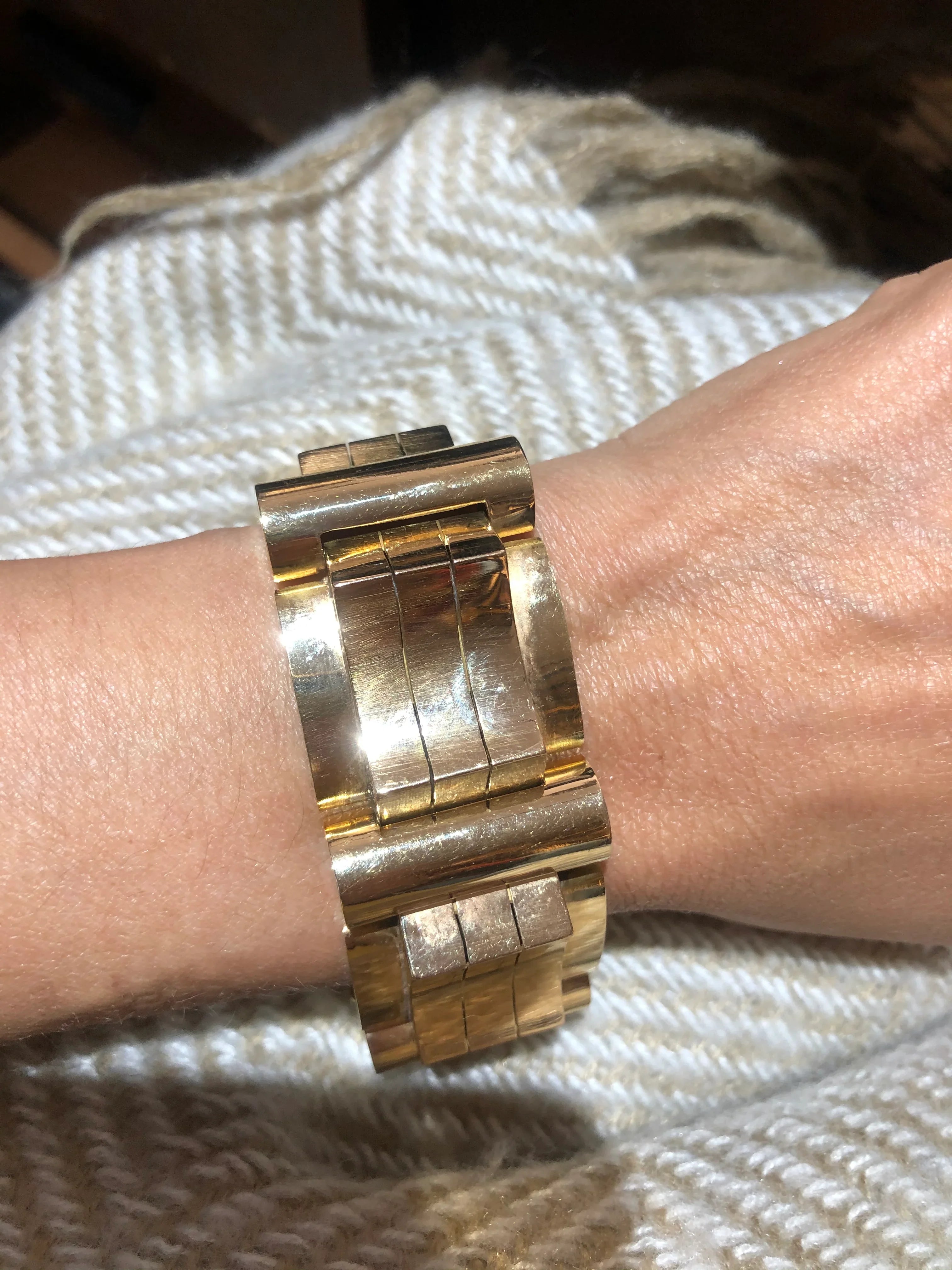 18k rose and yellow gold tank bracelet
