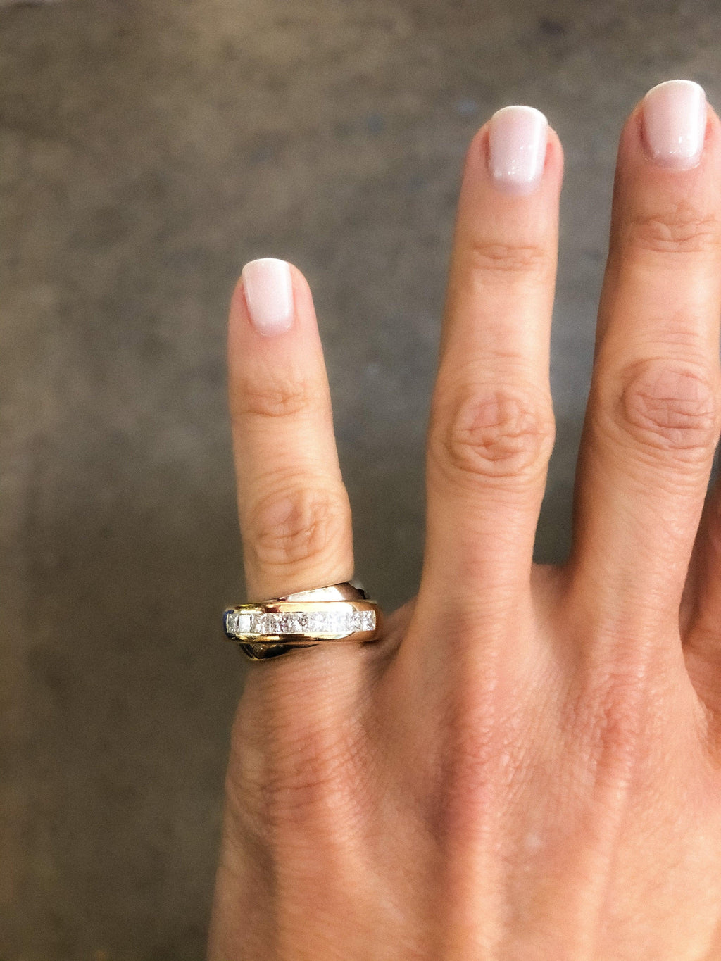 Cartier two-tone princess-cut diamond band ring