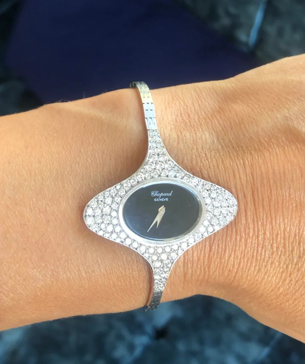 Oval Watch White Gold Diamonds Chopard 1970s
