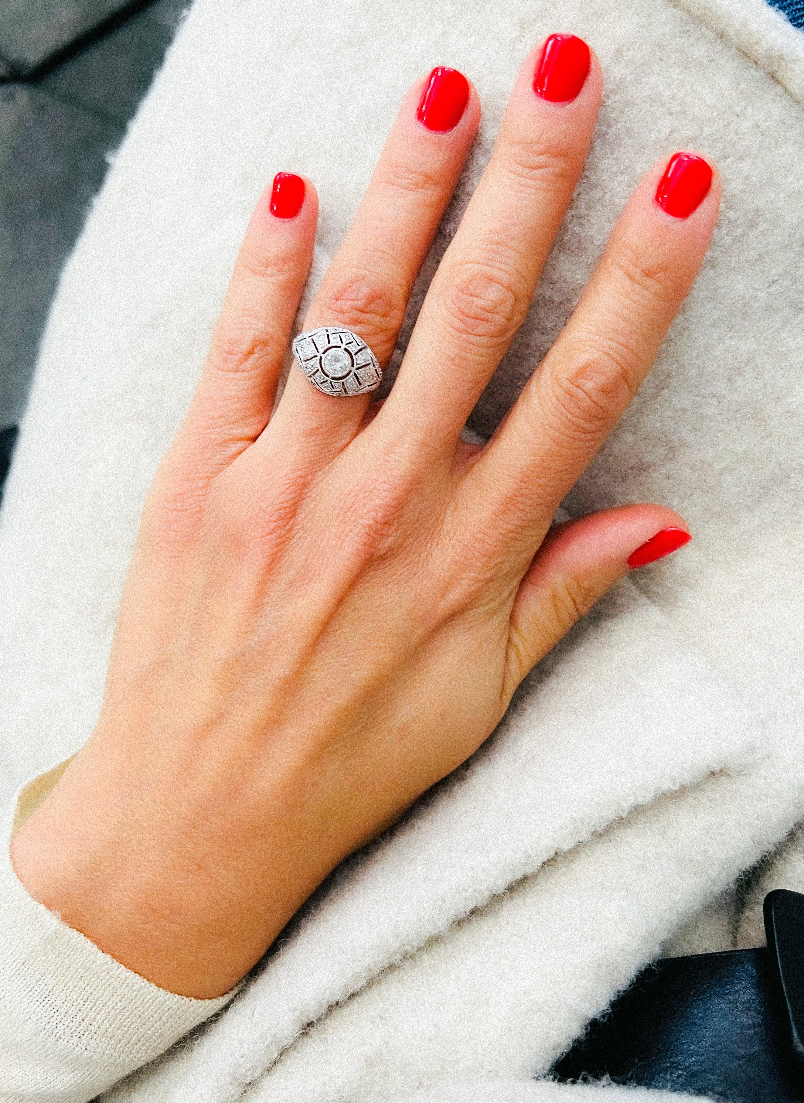 Platinum diamond dome ring