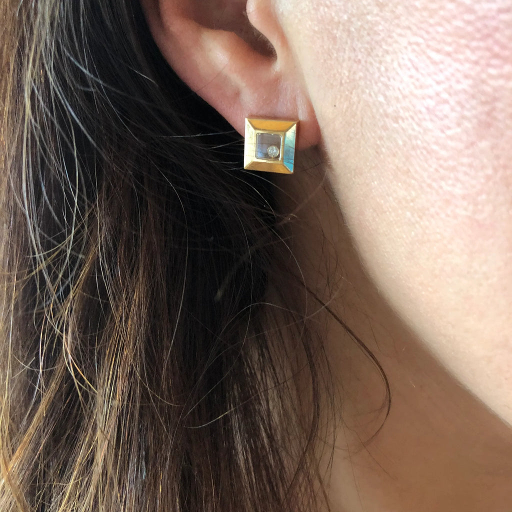 Paire de boucles d'oreilles Chopard jaune et diamants