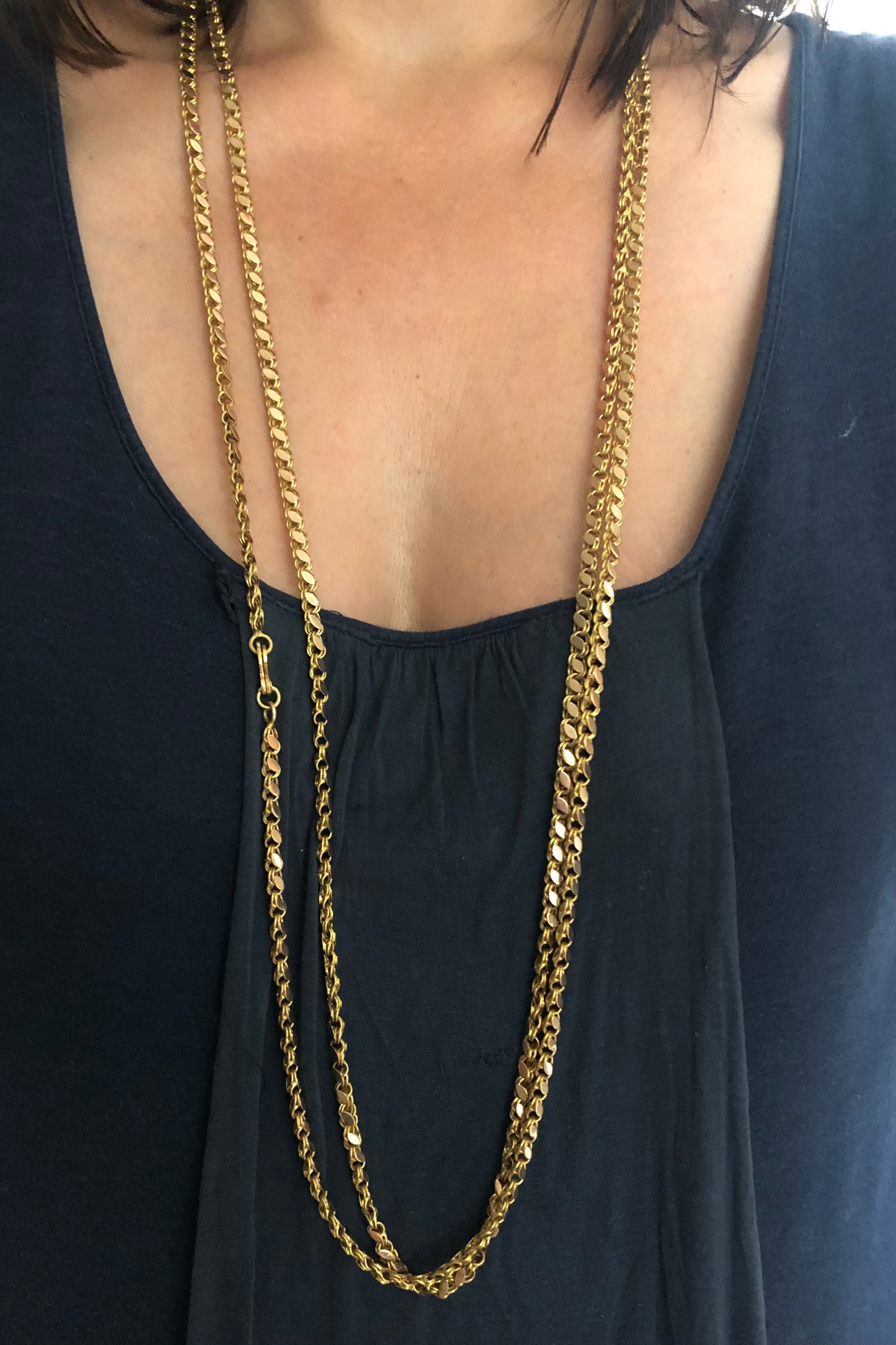 Rose gold necklace in a flat curb chain design