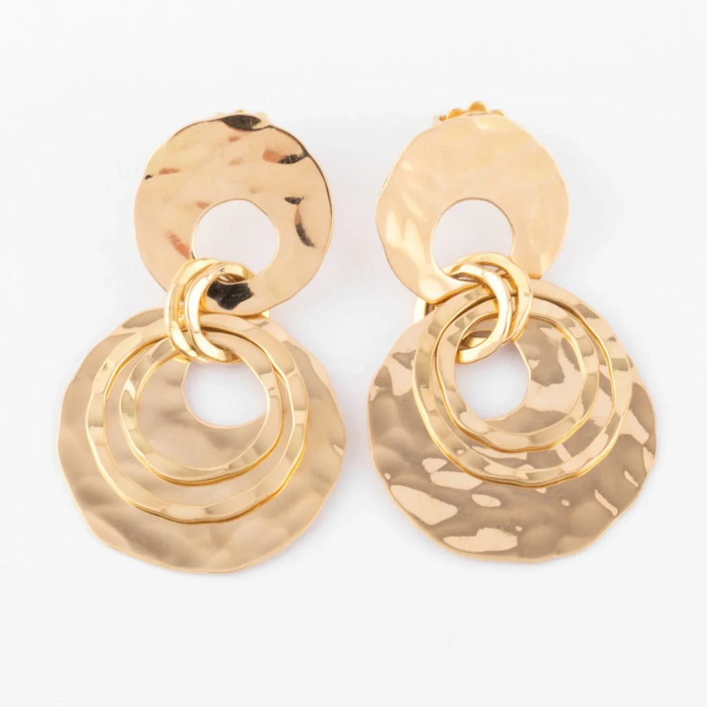 Boucles d'oreilles or jaune martelé